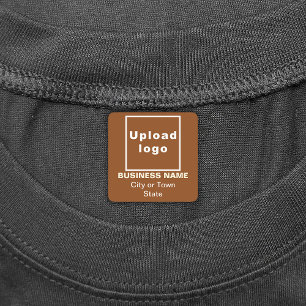 Business Brand on Brown Square Iron On Label