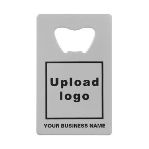 Business Brand on Gray Rectangle Bottle Opener Credit Card Bottle Opener