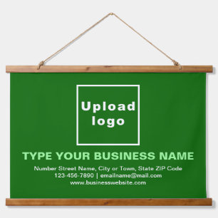 Business Brand on Green Rectangle Hanging Tapestry