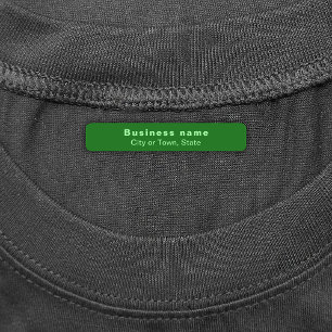 Business Brand on Green Rectangle Iron On Label