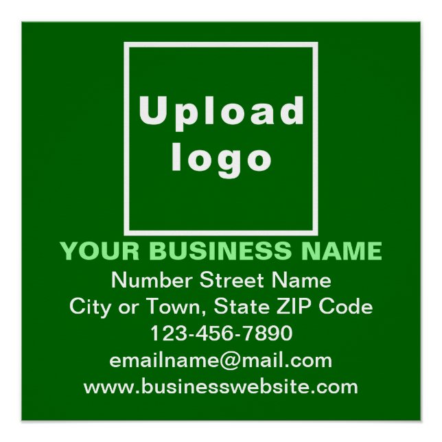 Business Brand on Green Square Glossy Poster (Front)