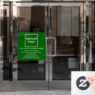 Business Brand on Green Square Window Cling