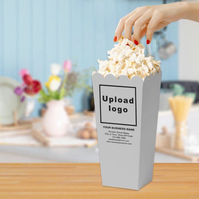 Business Brand on Grey Popcorn Box (Business brand on gray popcorn box)