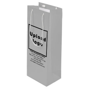 Business Brand on Grey Wine Gift Bag