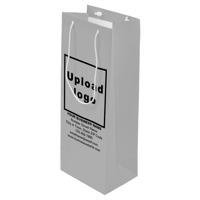 Business Brand on Grey Wine Gift Bag (Front Angled)