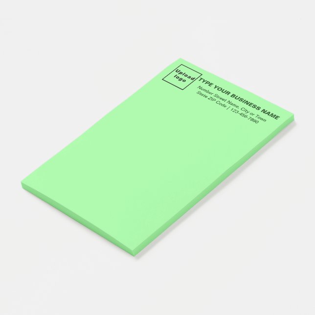 Business Brand on Heading of Light Green Long Post-it Notes (Angled)