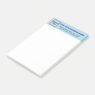 Business Brand on Light Blue Heading of Long Post-it Notes