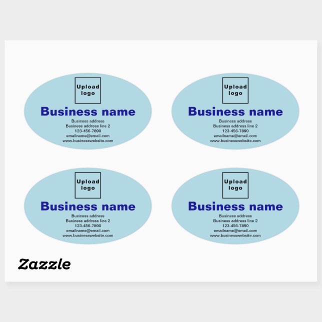 Business Brand on Light Blue Oval Shape Sticker (Sheet)