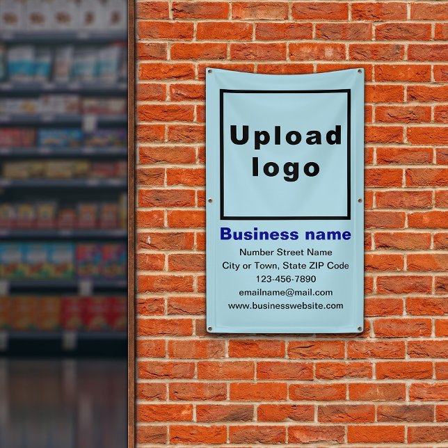 Business Brand on Light Blue Portrait Banner (Light blue portrait banner with your business brand)