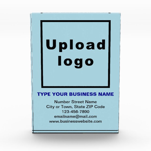 Business Brand on Light Blue Portrait Rectangle Photo Block (Front)