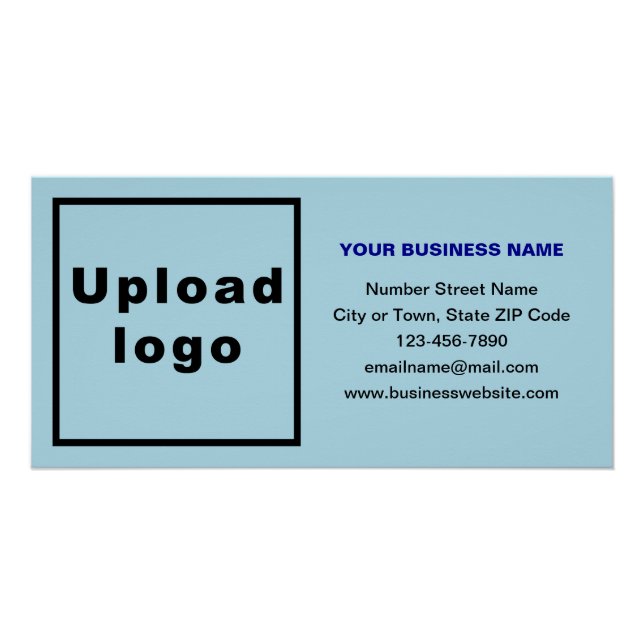 Business Brand on Light Blue Rectangle Glossy Poster (Front)