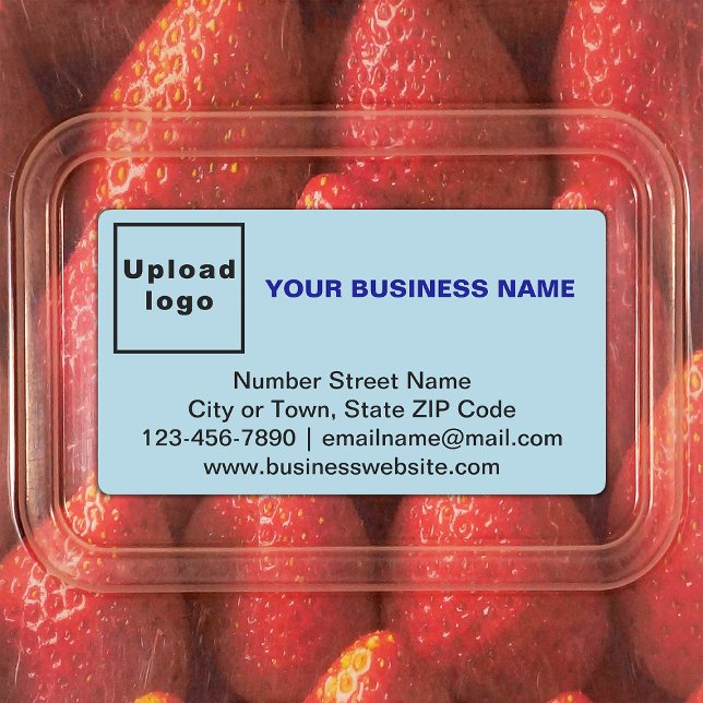 Business Brand on Light Blue Rectangle Label (Light blue rectangle adhesive label with your business brand)