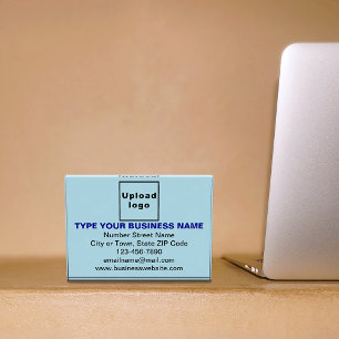 Business Brand on Light Blue Rectangle Photo Block