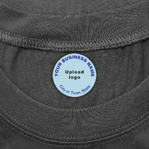 Business Brand on Light Blue Round Iron On Label
