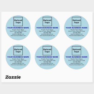Business Brand on Light Blue Round Sticker