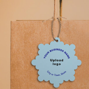 Business Brand on Light Blue Snowflake Shape Paper Ornament Card