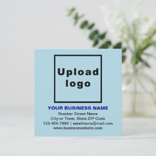 Business Brand on Light Blue Square Flat Note Card