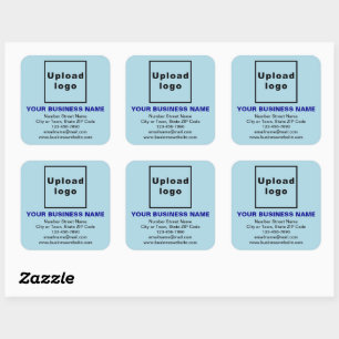 Business Brand on Light Blue Square Sticker