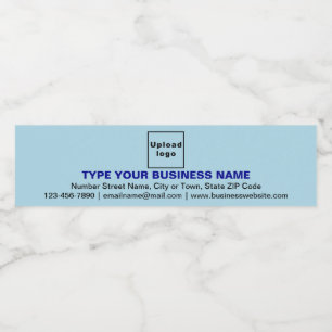 Business Brand on Light Blue Water Bottle Label