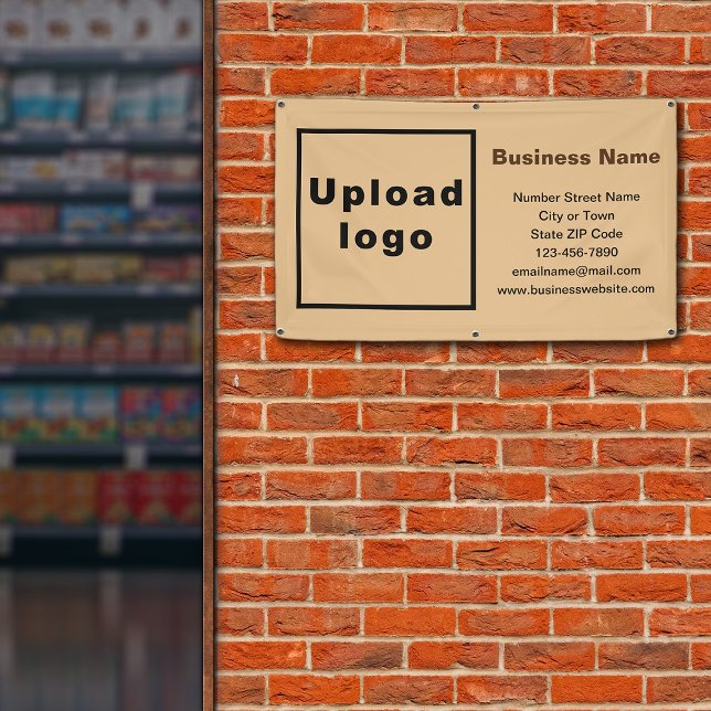 Business Brand on Light Brown Banner (Light brown banner with your business brand)