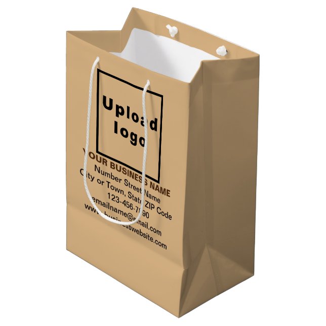 Business Brand on Light Brown Medium Size Gift Bag (Front Angled)