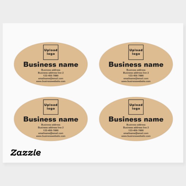 Business Brand on Light Brown Oval Shape Sticker (Sheet)