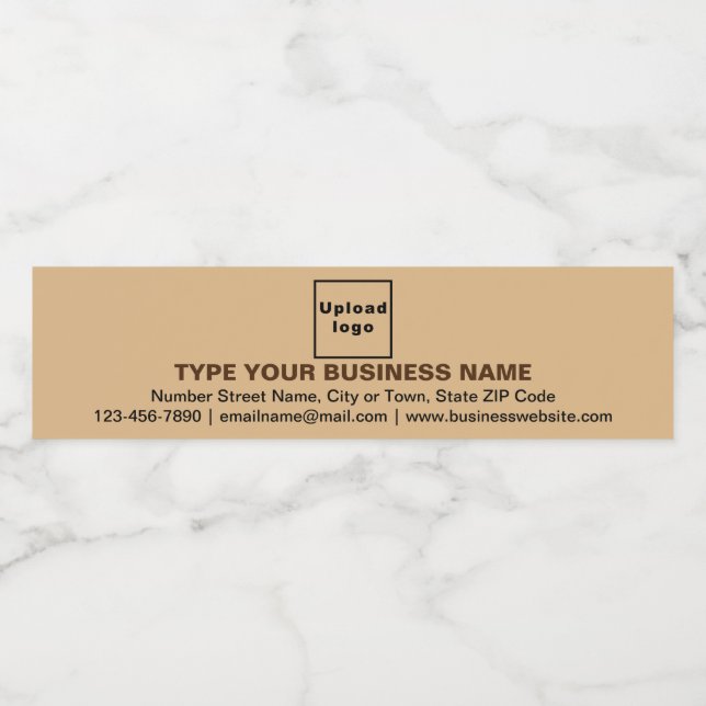 Business Brand on Light Brown Water Bottle Label (Single Label)