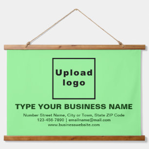 Business Brand on Light Green Rectangle Hanging Tapestry