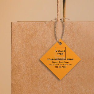 Business Brand on Orange Colour Diamond Shape Tag