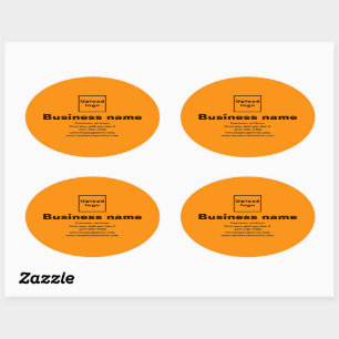 Business Brand on Orange Colour Oval Shape Sticker
