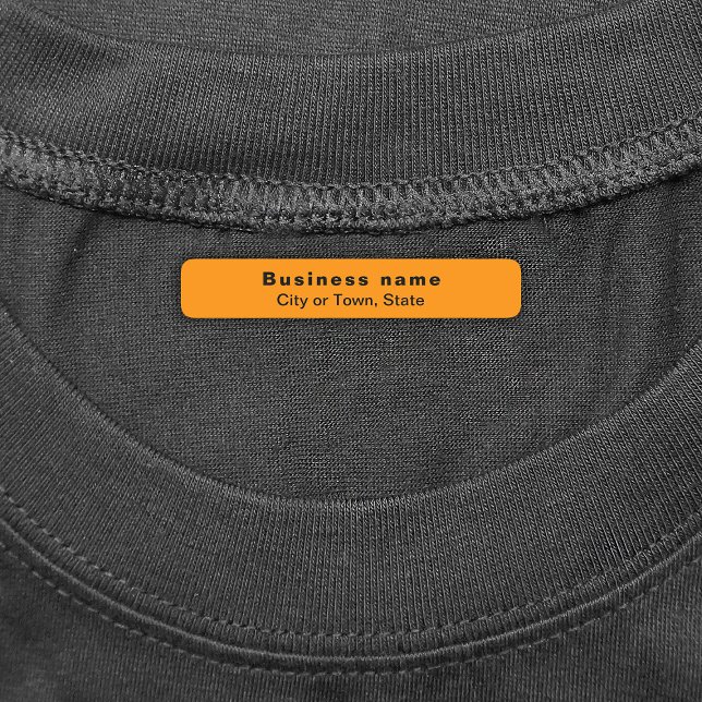 Business Brand on Orange Rectangle Iron On Label (Yellow rectangle iron on label with your business brand)
