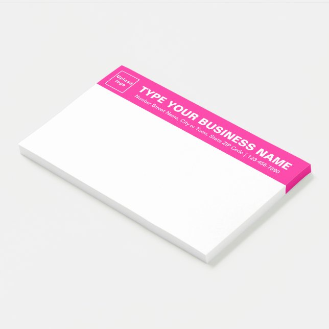 Business Brand on Pink Heading of Large Post-it Notes (Angled)