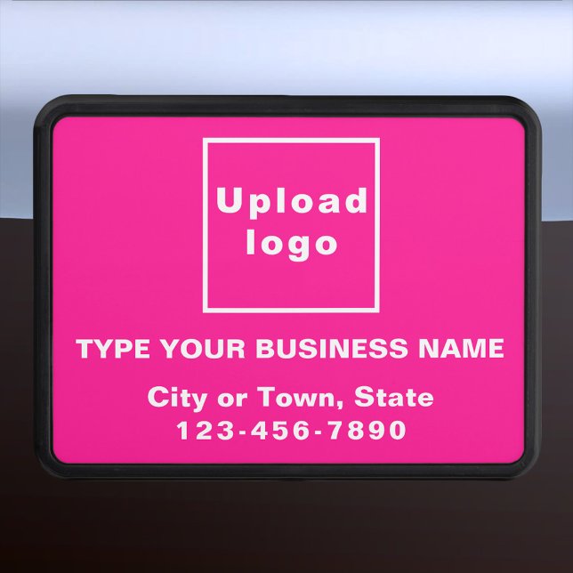 Business Brand on Pink Plastic Trailer Hitch Cover (Advertise your business while on the road. Pink business branding on plastic hitch cover.)