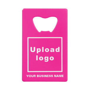 Business Brand on Pink Rectangle Bottle Opener Credit Card Bottle Opener