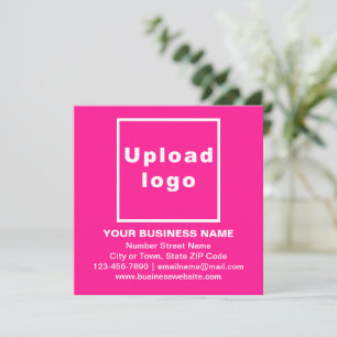 Business Brand on Pink Square Flat Note Card