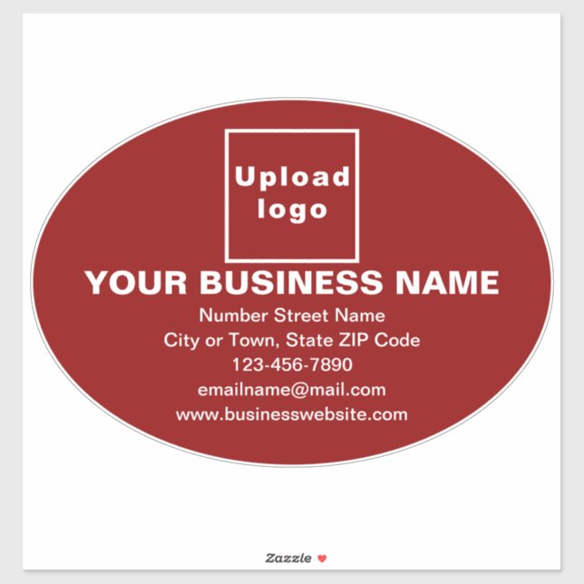 Business Brand on Red Large Oval Vinyl Sticker (Sheet)