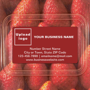 Business Brand on Red Rectangle Adhesive Label