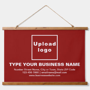 Business Brand on Red Rectangle Hanging Tapestry