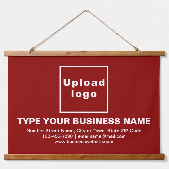 Business Brand on Red Rectangle Hanging Tapestry (Front)