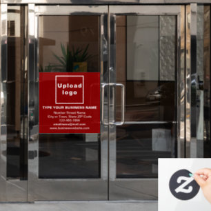 Business Brand on Red Square Window Cling