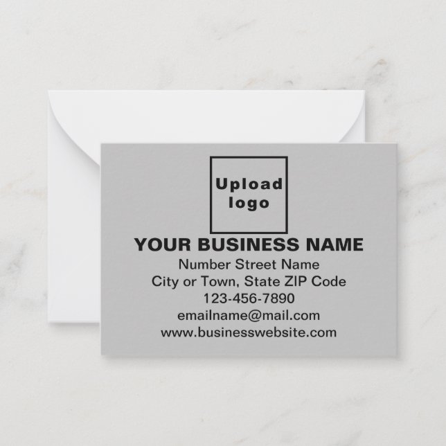 Business Brand on Small Grey Rectangle Flat Card (Front)