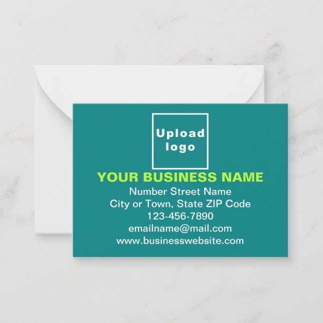 Business Brand on Small Teal Green Rectangle Flat Card (Front)
