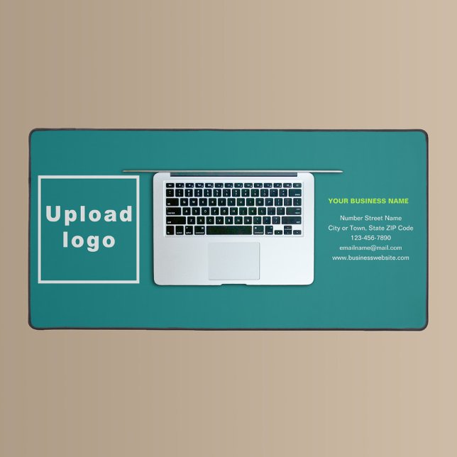 Business Brand on Teal Green Desk Mat (Build brand name awareness. Your business brand on teal green desk mat.)
