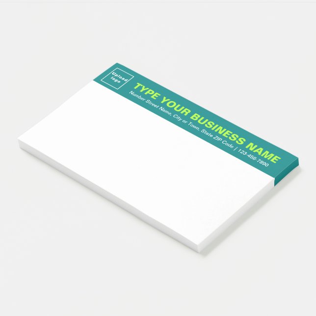 Business Brand on Teal Green Heading of Large Post-it Notes (Angled)