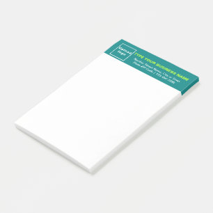 Business Brand on Teal Green Heading of Long Post-it Notes