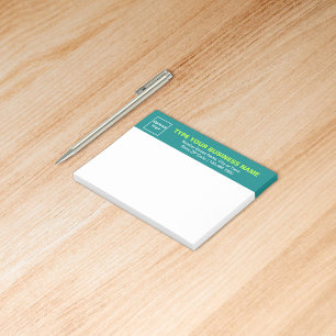 Business Brand on Teal Green Heading of Rectangle Post-it Notes