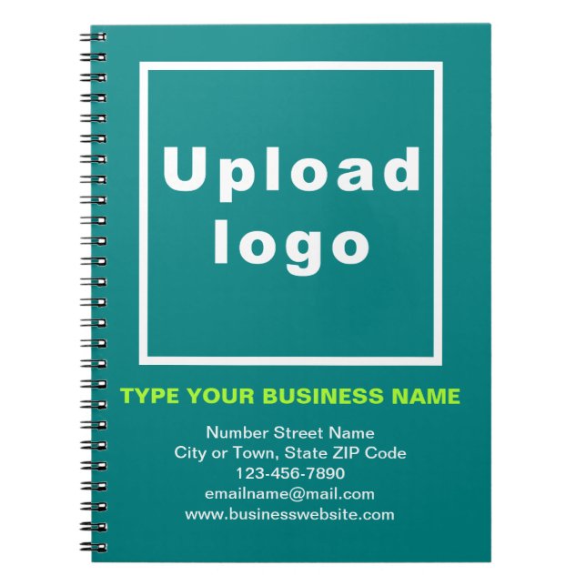 Business Brand on Teal Green Notebook (Front)