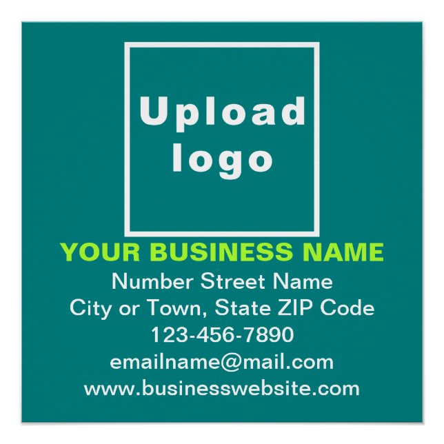 Business Brand on Teal Green Square Glossy Poster (Front)