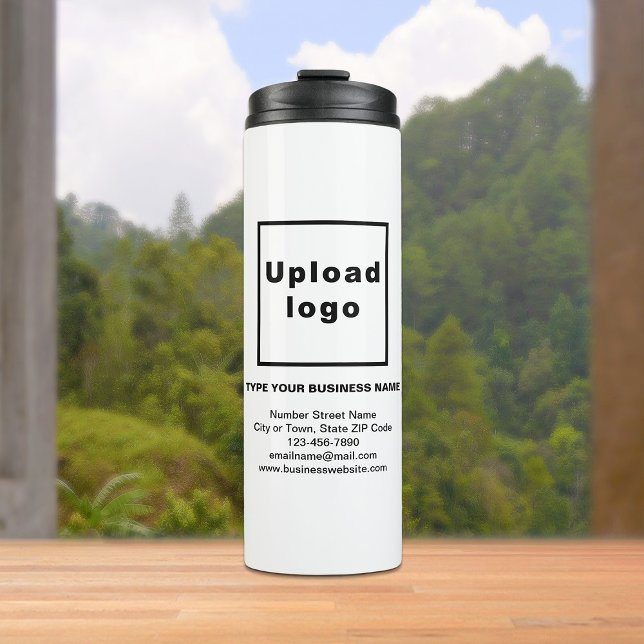 Business Brand on Thermal Tumbler (Build brand name awareness. Your business brand on white thermal tumbler.)