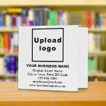 Business Brand on White Binder<br><div class="desc">Binder that you can customize the cover to put your business name. Customizable office supply that you can use to build brand name awareness. Design colours on the cover are black texts on white background. To customize the binder cover, upload your business logo, type your business name, address, phone number,...</div>